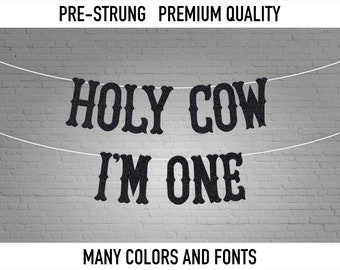 Holy Cow I'm One Banner - first rodeo party, Customized Banner, Western Theme, cowboy cowgirl rodeo banner