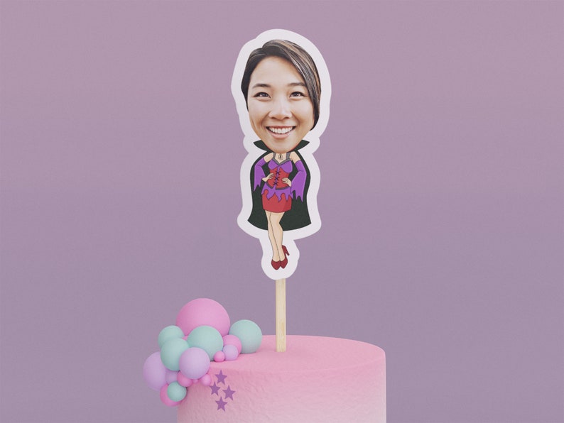 Cartoon Vampire Cake Toppers - Custom Halloween Party Cake Toppers, Party Decoration Bild 2