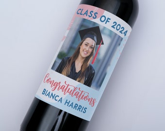 Etiqueta de vino con foto, graduación 2026, mensaje personalizado, promoción 2026, personalizada