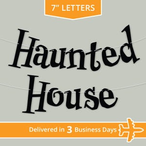 Custom Banner, Haunted Style, 7&quot; - Delivered in 3 Days - Halloween, Scary, Haunted House, Bloody, Happy Halloween