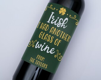 Etiqueta para botella de vino irlandés: mensaje personalizado del Día de San Patricio