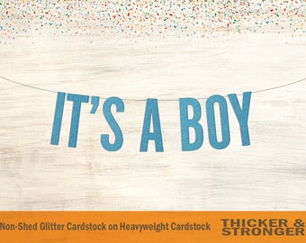 It's A Boy Banner, Block Letters, Gender Reveal, Baby Shower Decoration