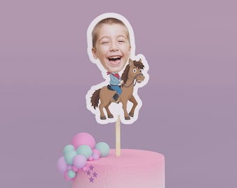 Custom Horse Unicorn Cake Topper, Cartoon Birthday Party Decoration