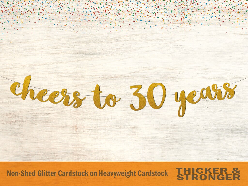 Cheers to 30 Years Banner, Script Font - Birthday Banner, 30th Birthday ...