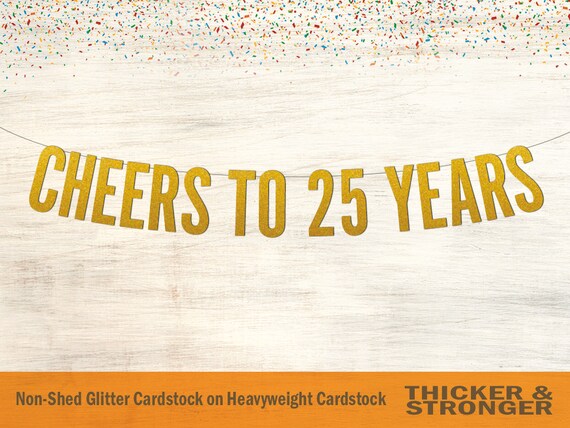 Cheers To 25 Years Banner Block Letters Birthday Banner Etsy