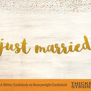 Just Married Banner, Script Font - Wedding Banner, Newlyweds Banner, Wedding Decor, Just Married Sign