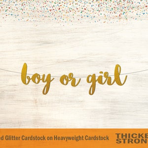 Boy or Girl Banner, Script Font - Gender Reveal Banner, Baby Shower Banner, Gender Reveal Decor, Baby Shower
