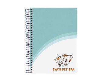 Custom Logo Notebook for Business, Branded Office Stationery, Bulk Employee Welcome Gift, Laminated Spiral Journal