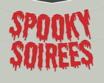 Custom Halloween Banner, Spooky Style, 7&quot; - bloody, dripping, zombie theme, scary birthday decor, personalized banner, haunted house decor