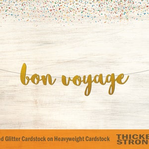 Bon Voyage Banner, Script Font - Going Away Party, Retirement Party, Travel Party, Farewell Party, Farewell Banner