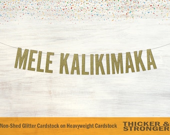 Mele kalikimaka  Banner, Block Letters - Holiday Banner, Cheers Banner, Party Banners, Party Decor