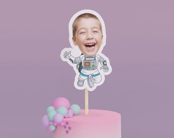 Cartoon Astronaut Cake Toppers - Custom Birthday Party Cake Toppers, Party Decoration