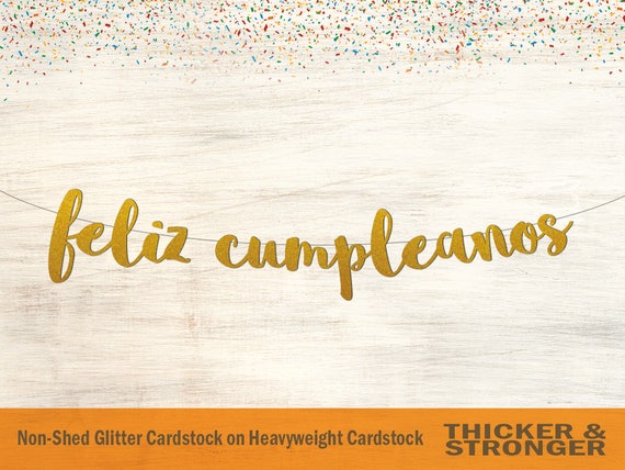 Feliz Cumpleaños Banner: Spanish Birthday Decor (Glitter Letters, Custom Colors)