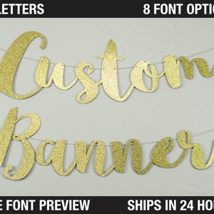 Custom Banner, Script letter, 7" - personalized script letters, name banner, custom garland, wedding banner, wedding garland