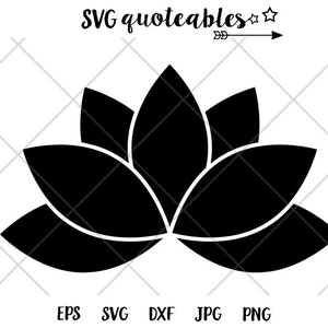 Lotus SVG DXF png Clipart vectoriel couper fichier, Cricut Design Silhouette Cameo vinyle autocollant pochoir modèle chaleur transfert imprimable