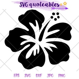 Hibiscus Flower Silhouette SVG Clipart Cut File, Island Outdoor Adventure Vector, Digital Download, Tropical Printable
