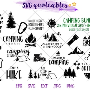 Camping thème SVG vente BUNDLE of Quote & Stencil Clipart Cut File, Digital Download, Campground Printable, DIY Camper Decor
