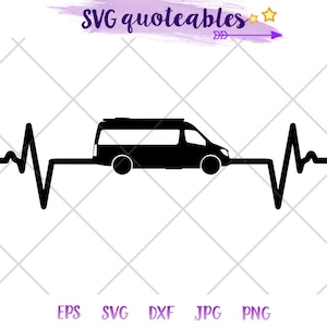 Heartbeat Klasse B Sprinter Van Silhouet SVG Clipart Cut File, Pleasureway, Roadtrek, Airstream Vanlife Adventure, Digital Nomad, Camping