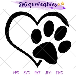 Hart pootafdruk SVG Clipart Cut File, Vector, Digitale Download, Afdrukbare Huisdier clipart, Kwaliteit DIY Crafts, Iron on Transfer