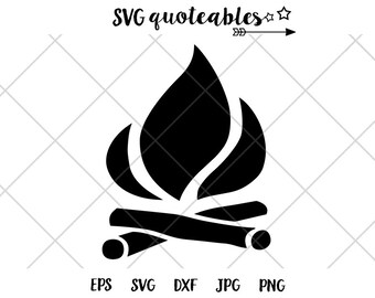 Campfire Silhouette SVG Clipart Cut File, Outdoor Adventure Vector, Digital Download, Camping Printable