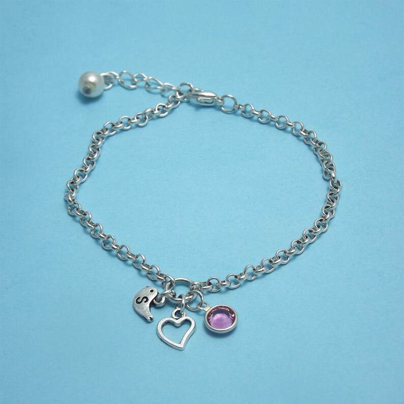 Dainty heart bracelet Silver heart bracelet Love bracelet woman Silver heart charm bracelet Love heart bracelet Custom initial bracelet