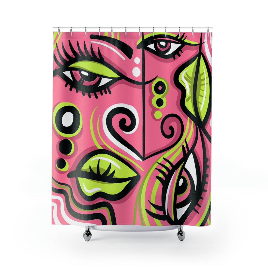 Cubism Abstract Art Shower Curtain Unique Bathroom Decor Design, Art