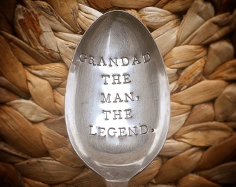 Grandad The Man The Legend HAND STAMPED ENGRAVED Spoon with engraving Unique Christmas Gift for Grandad Grandads Grandfathers Grandparent