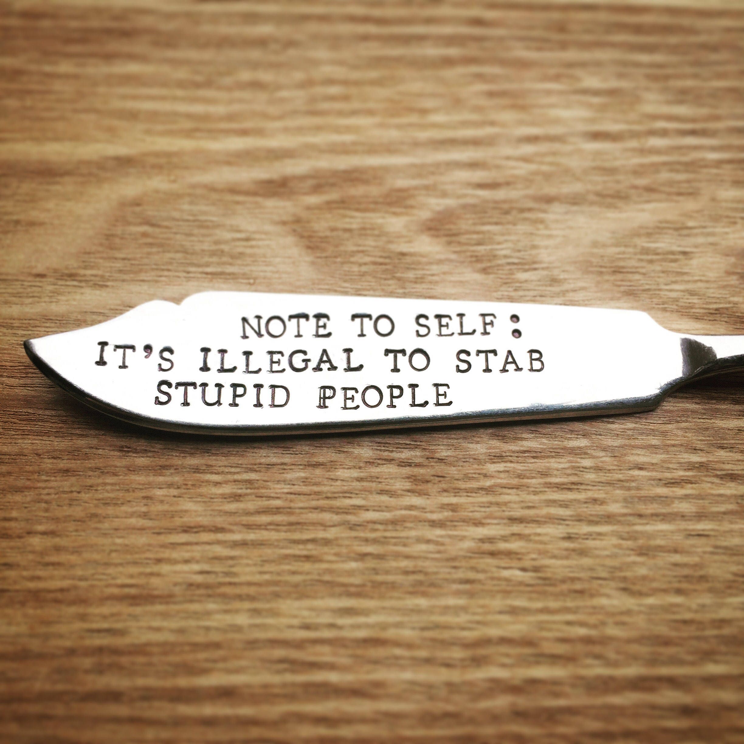 Custom Personalised STAMPED KNIFE Note To Self It's Etsy
