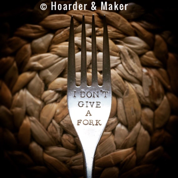 I Don/'t Give A Fork HAND STAMPED ENGRAVED Spoon with engraving Customisable Humourous Humour Gag Birthday Rude Sweary Foodie Gift Present