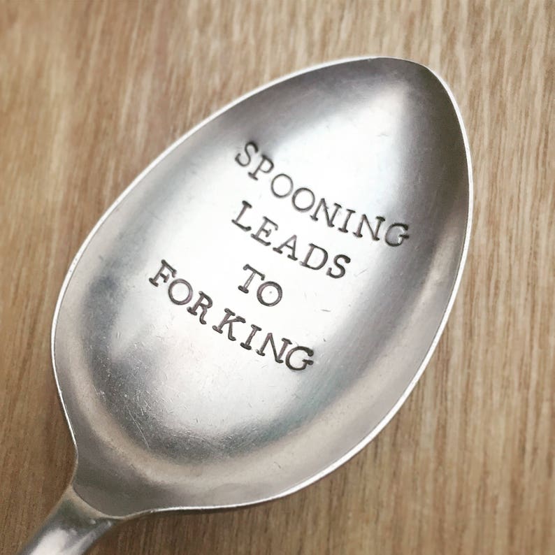 Spooning Leads To Forking Personalised Custom Hand Stamped Etsy