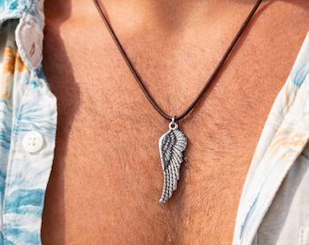 Angel wing pendant for man and woman, necklace with silver angel wing, boys and girls pendant, gift accessories for boyfriend.
