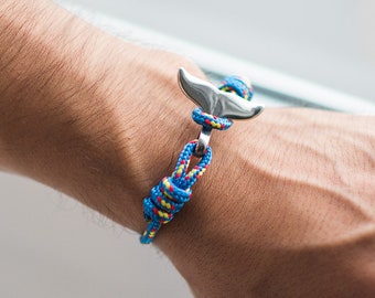 Whale tail nautical bracelet, Marine bracelet with paracord cord, Surf accessories with whale tail, everyday jewelry for man and woman