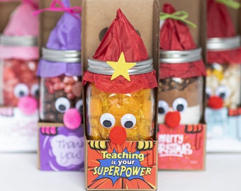 DIY Teacher Gift Kit/Teaching is your SuperPower!/Mason Jar Teacher Gift/Craft kits for kids/ Teacher thank you gifts