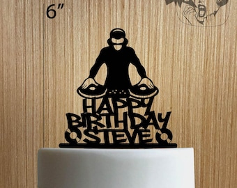 Custom DJ Happy Birthday 225-052 Cake Topper
