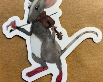 Autocollant : souris violoniste