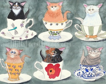 Fiche : chatons dans des tasses de thé
