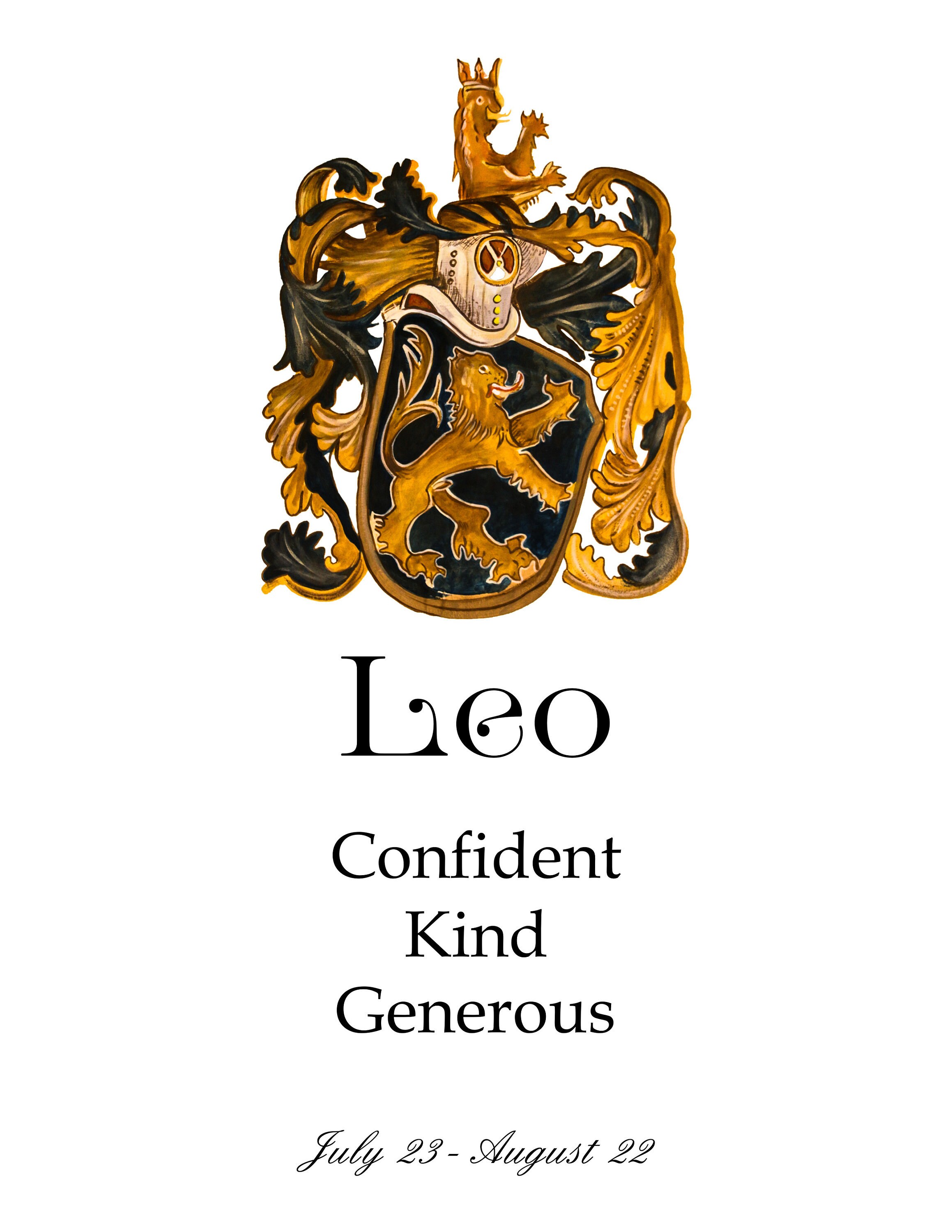 Leo Zodiac Horoscope Sign Heraldic Medieval Manuscript Crest Etsy Leo Zodiac Horoscope Sign Heraldic Medieval Manuscript Crest Etsy