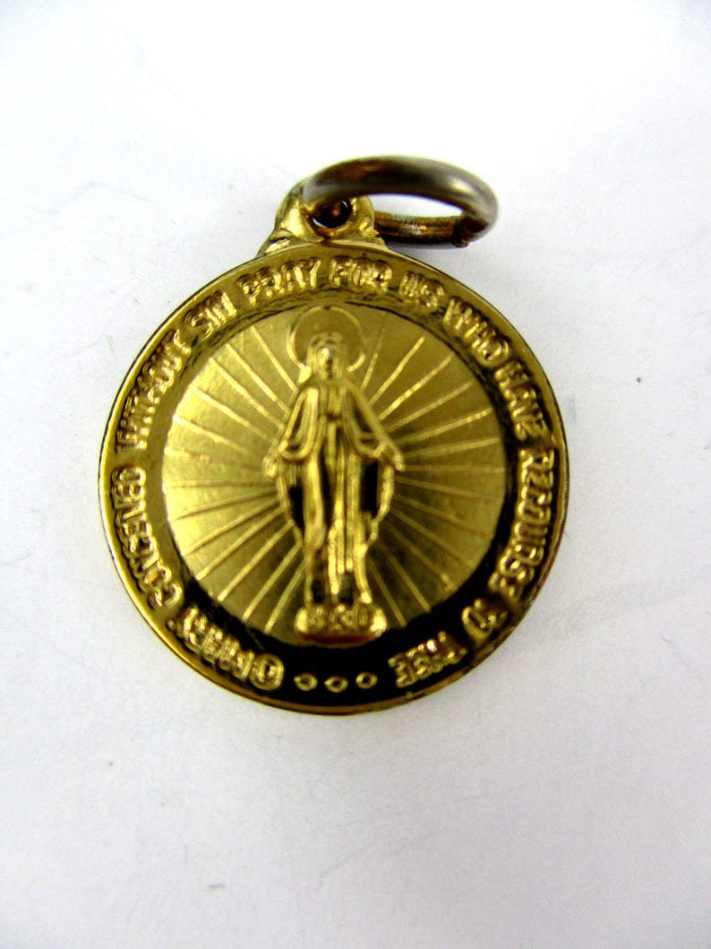 Vintage 14kt Gf Miraculous Medal Pendant By Creed 14 Kt Image 0