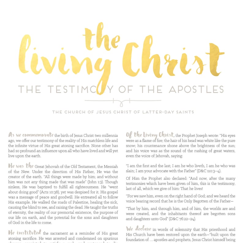 LDS the Living Christ Printable-choose Your Sizes-digital Files - Etsy