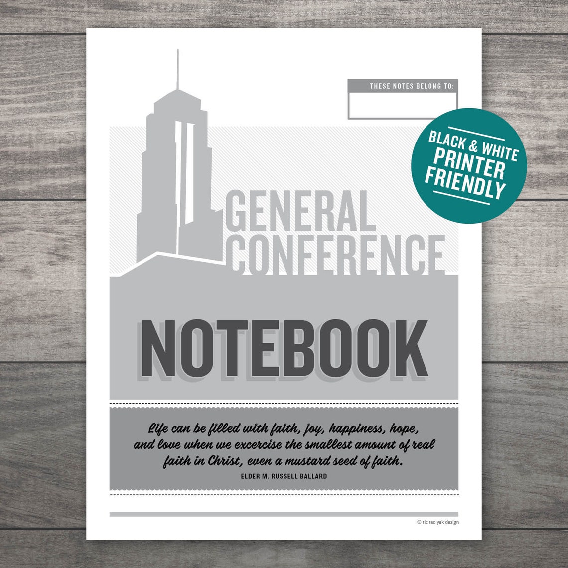 LDS General Conference Packet Black & White Printer Friendly Etsy