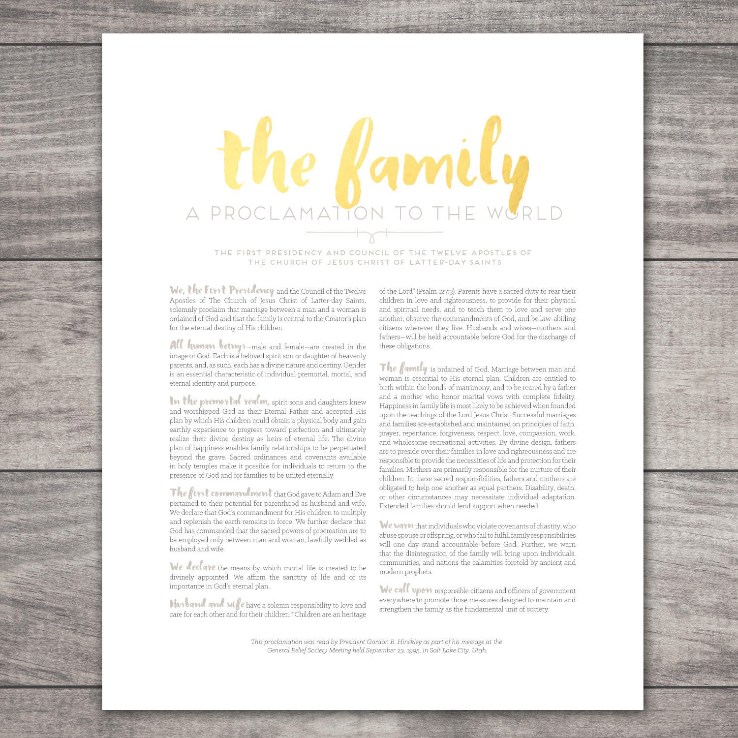 LDS Family Proclamation Printable-choose Your Sizes-digital Files - Etsy