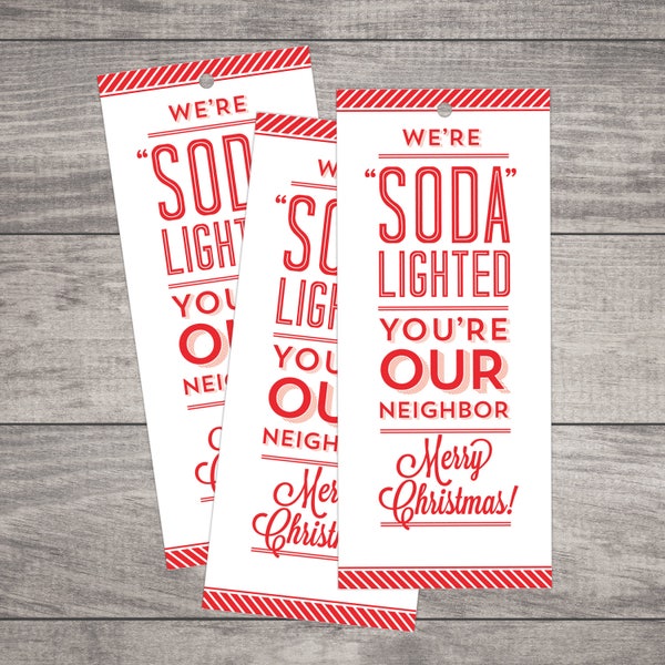 Christmas Soda Gift Tag for Neighbors - Instant Download
