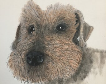 Frank, Airedale, pets, animals, dogs, puppies, dogs on canvas, dog painting