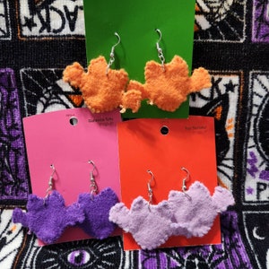 Felted Bat Dangle Earrings