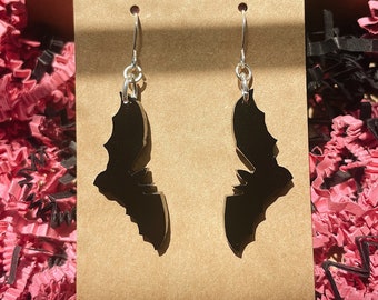 Pendientes de murciélago de Halloween (negro)