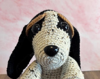 Hand-crocheted basset hounds