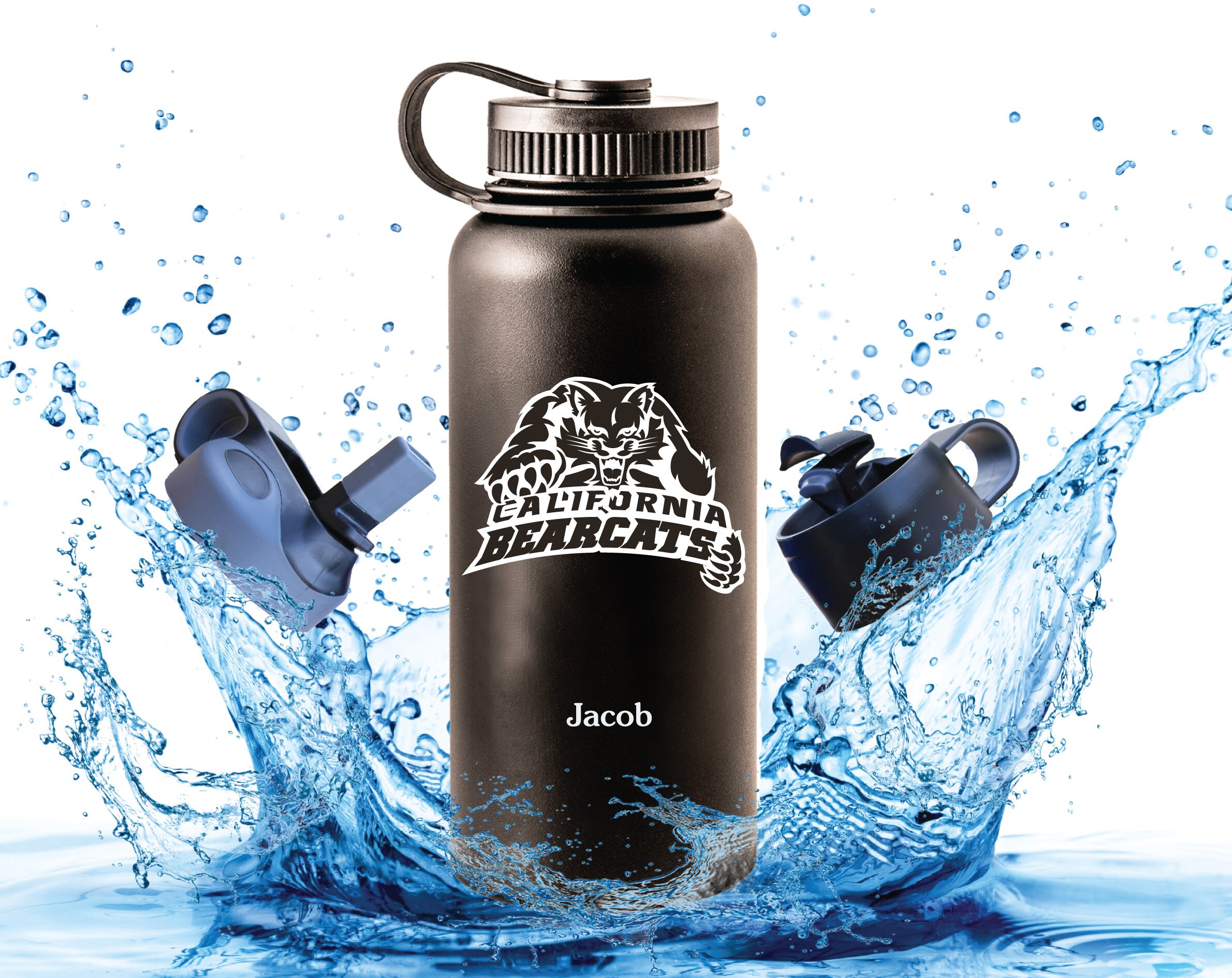 Custom Hydro Flask 3 Lids style Personalized Water Bottle Etsy