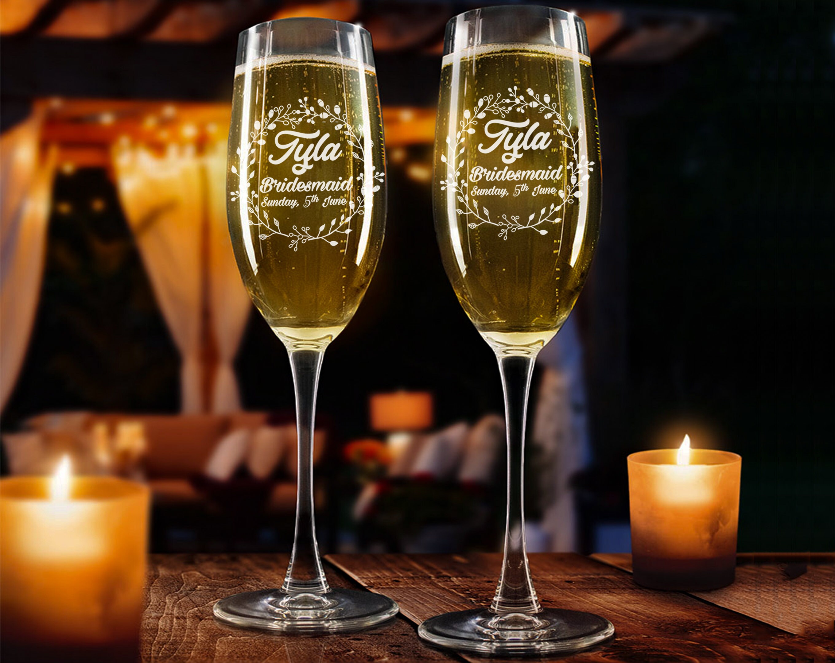 BRIDAL FLUTE GLASSES Glass For Bridesmaid Custom Flute Etsy