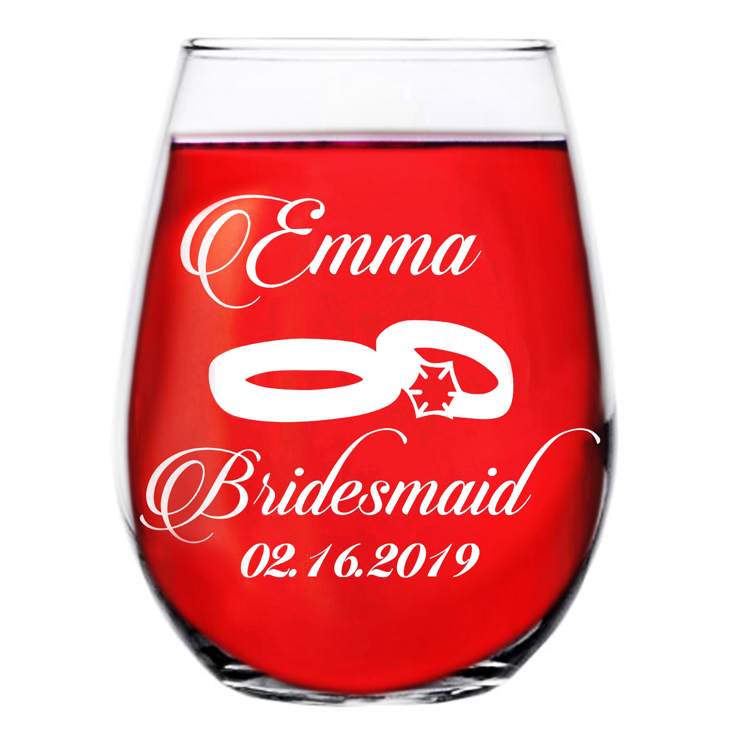 ETCHED WINE GLASS Etched Glass Set Wedding Party Glass Etsy