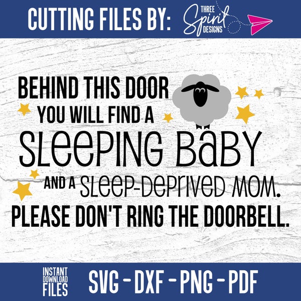 Sleeping Baby Door Sign SVG, Do Not Knock Door Hanger, Cutting File for Silhouette, Cricut Cut File, Commercial Use, Sheep SVG, Sleep SVG